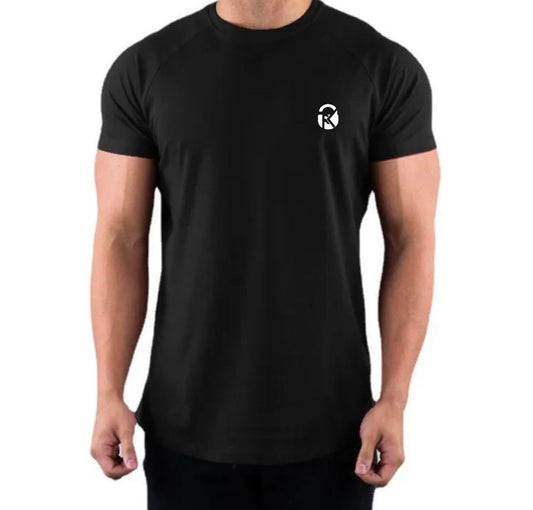 Gym T-shirt dry Fit strech de algodón color negra (modelo usando XL)